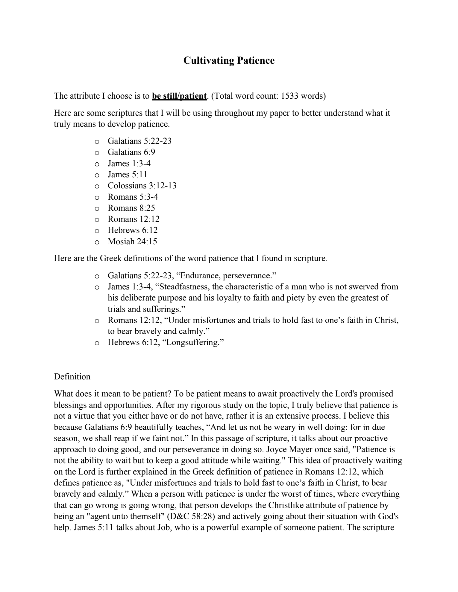 Preview of Patience: Cultivating Christlikeness