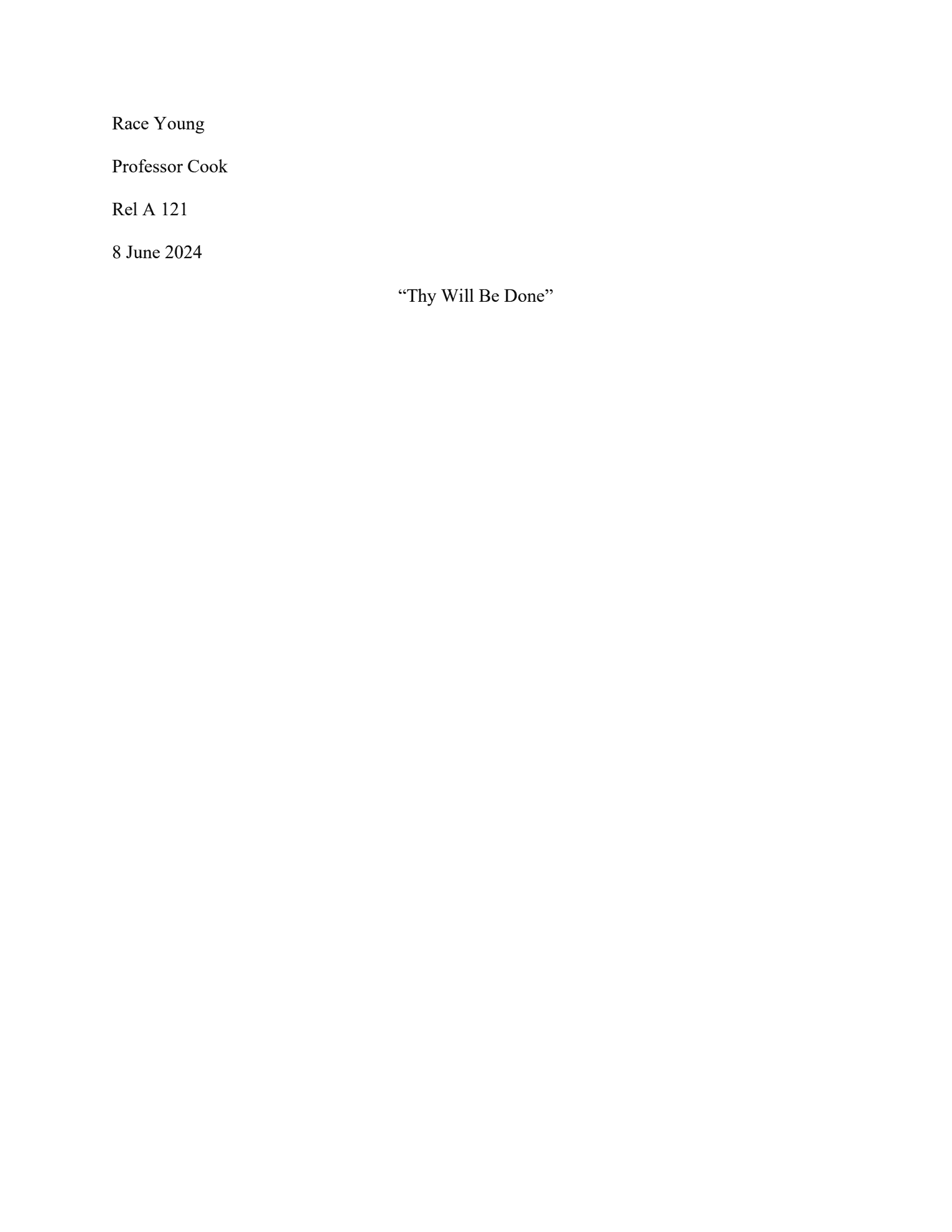 Preview of "Thy Will Be Done"